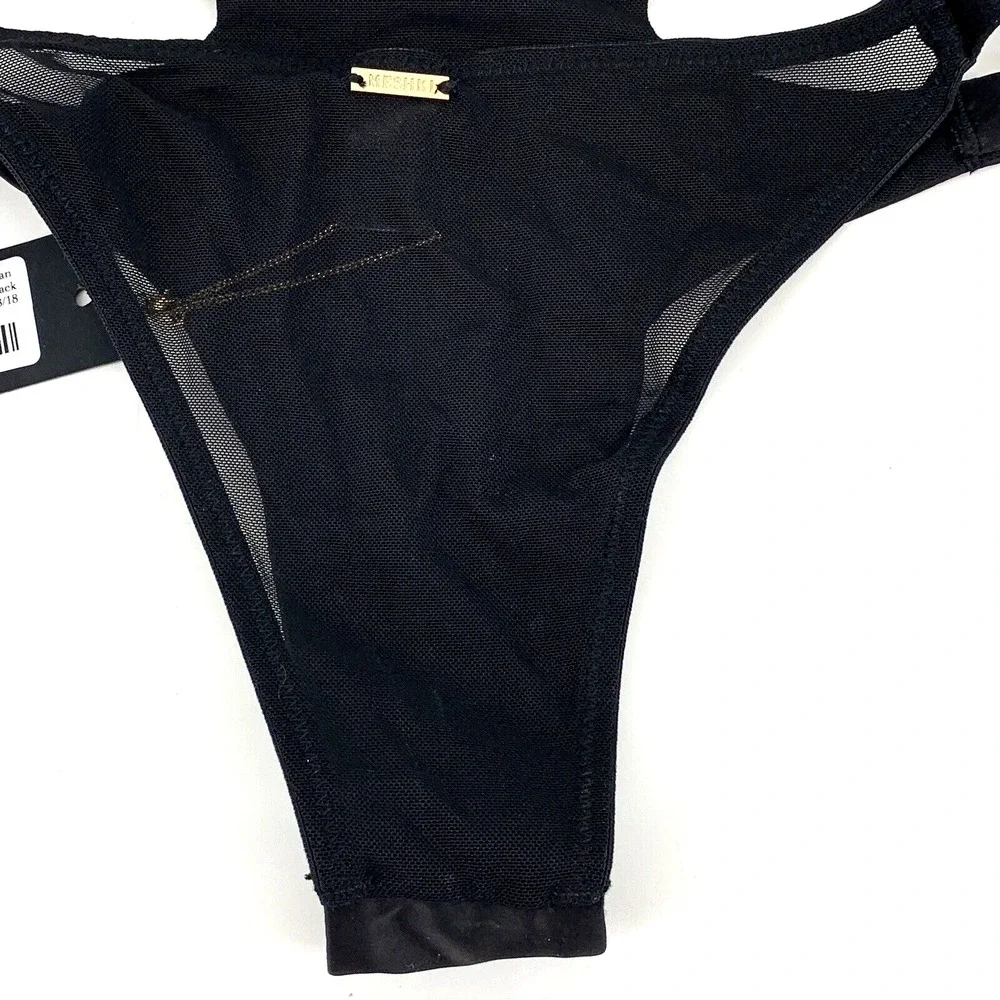 NWT MESHKI ALISON Satin Buckle Brazilian Briefs‎ Black size 10 New Bottoms Only - Picture 13 of 13